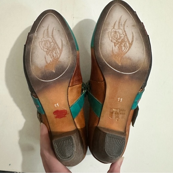 Elite by Corkys Multicolour Classic Leather Sawtooth Slip On Heels Booties Sz 11 - Picture 12 of 13